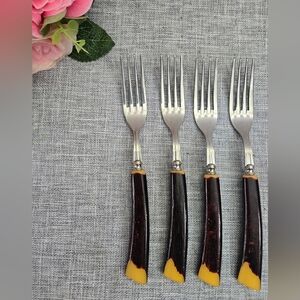 Vintage Pierre Alain Set Of 4 Forks With Bakelite Handle